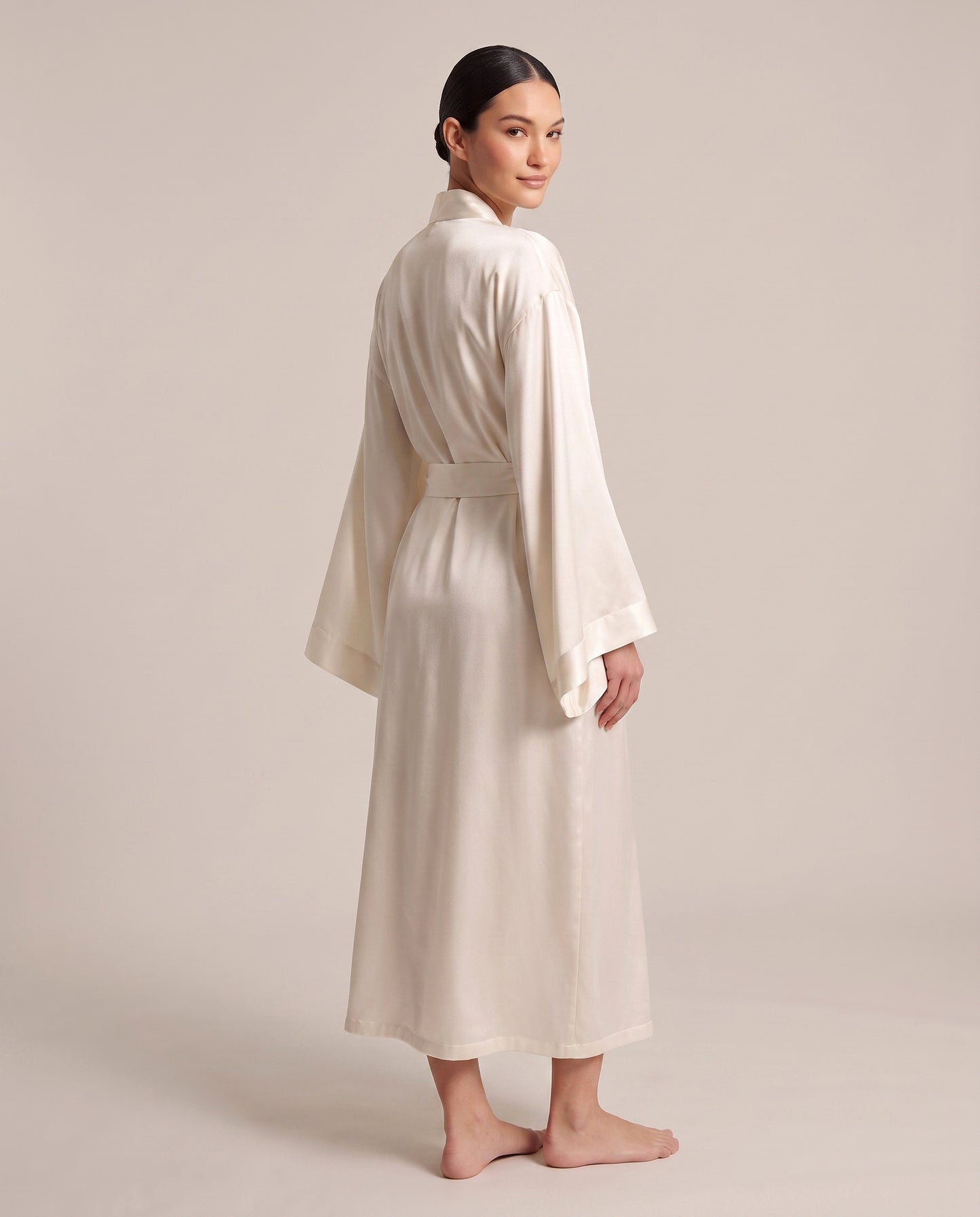 Angel Sleeve Midi Satin Robe