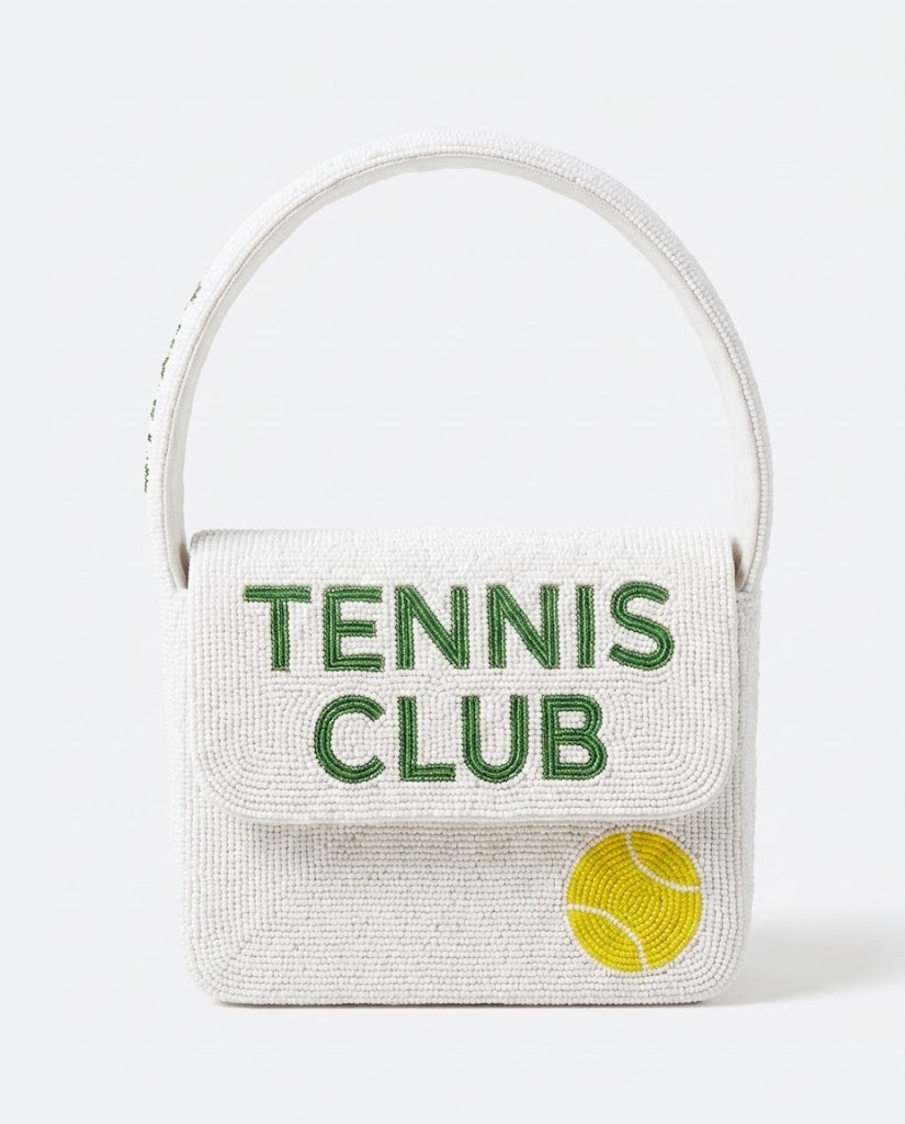 TENNIS CLUB White Beaded Shoulder Bag