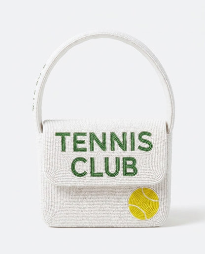 TENNIS CLUB White Beaded Shoulder Bag