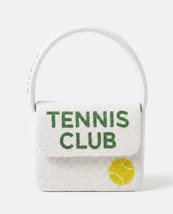 TENNIS CLUB White Beaded Shoulder Bag