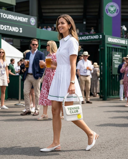 TENNIS CLUB White Beaded Shoulder Bag