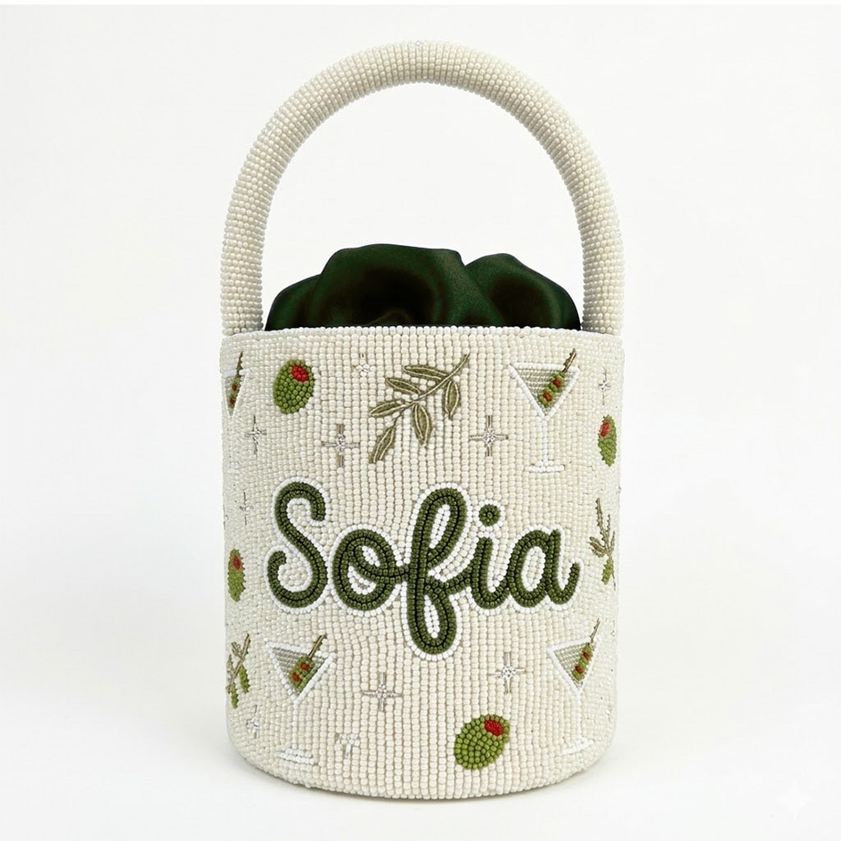 Martini Olive Beaded Bag
