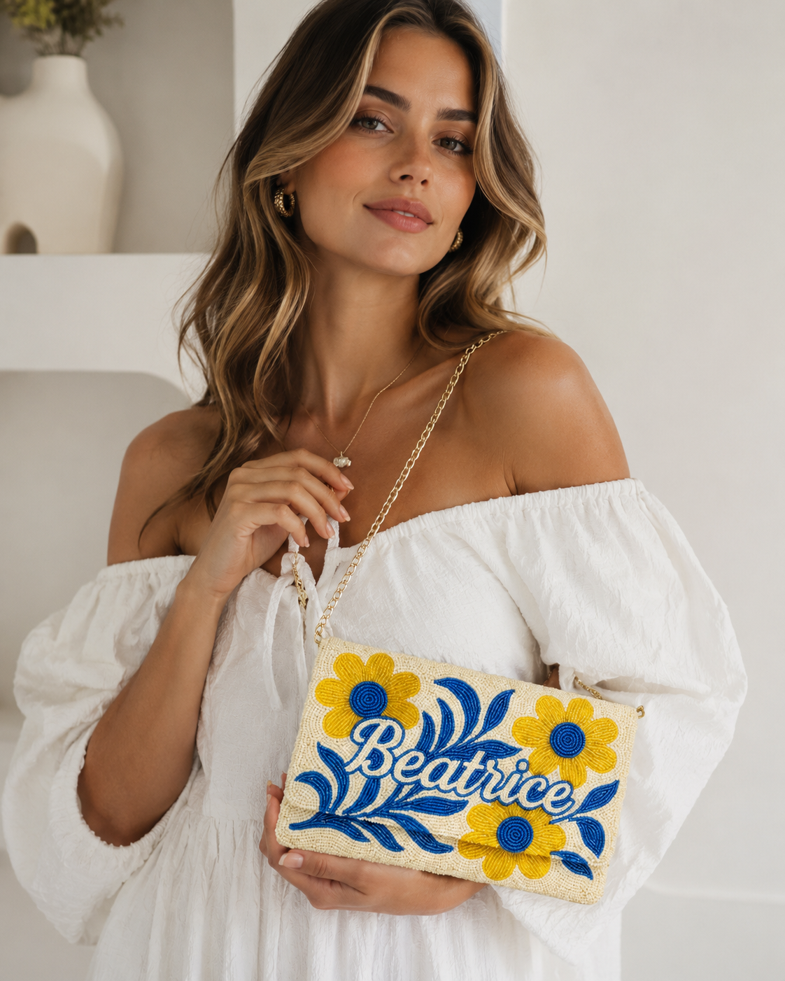 Custom Beaded Canvas Clutch for Bridesmaid