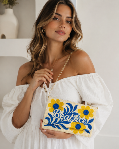 Custom Beaded Canvas Clutch for Bridesmaid