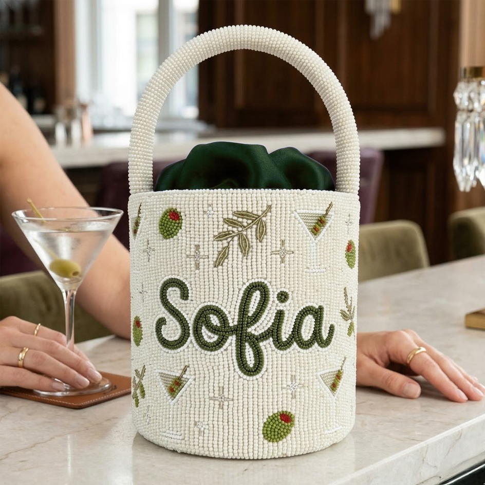 Martini Olive Beaded Bag