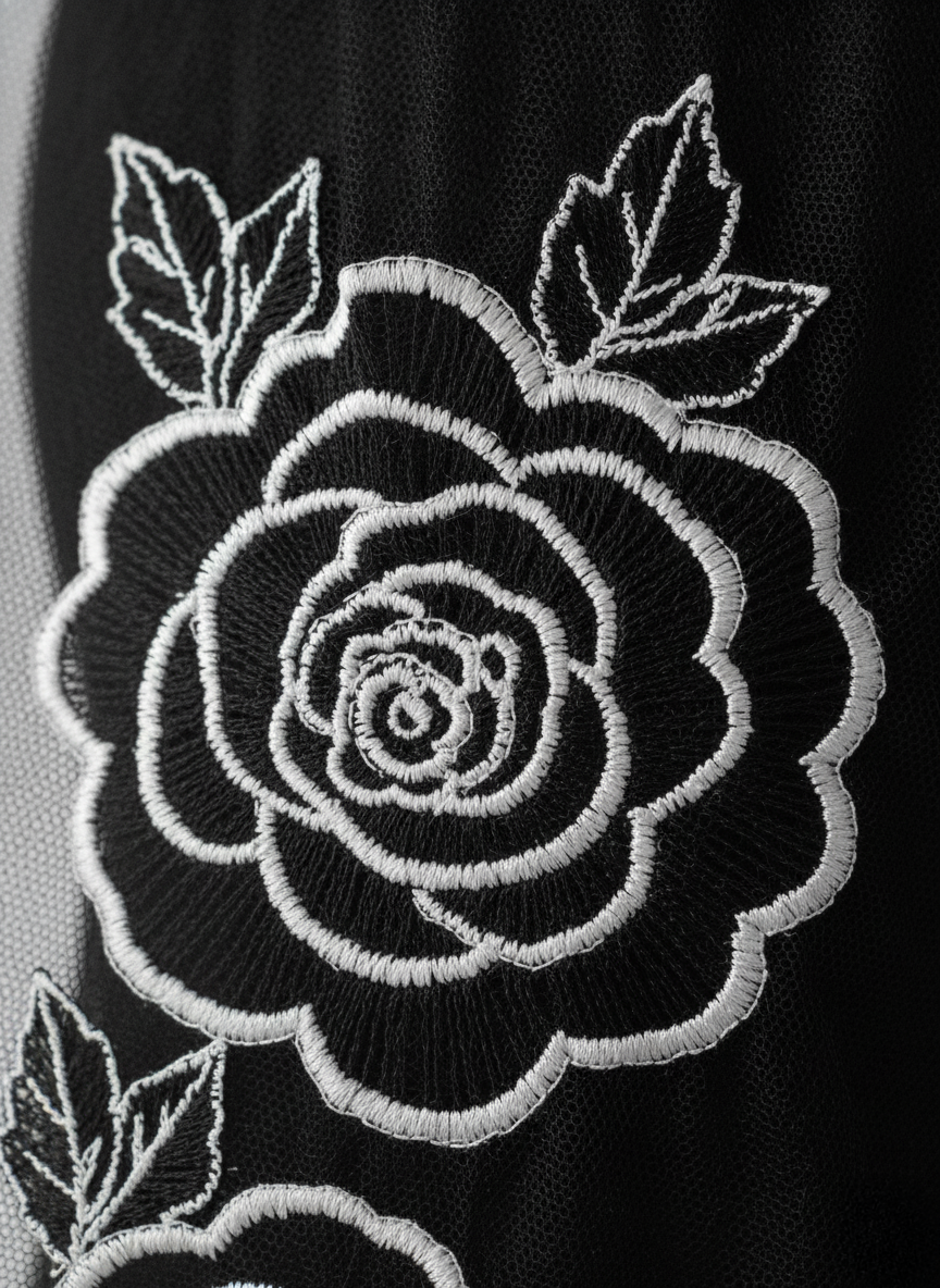 Custom Rose Embroidery Bridal Veil