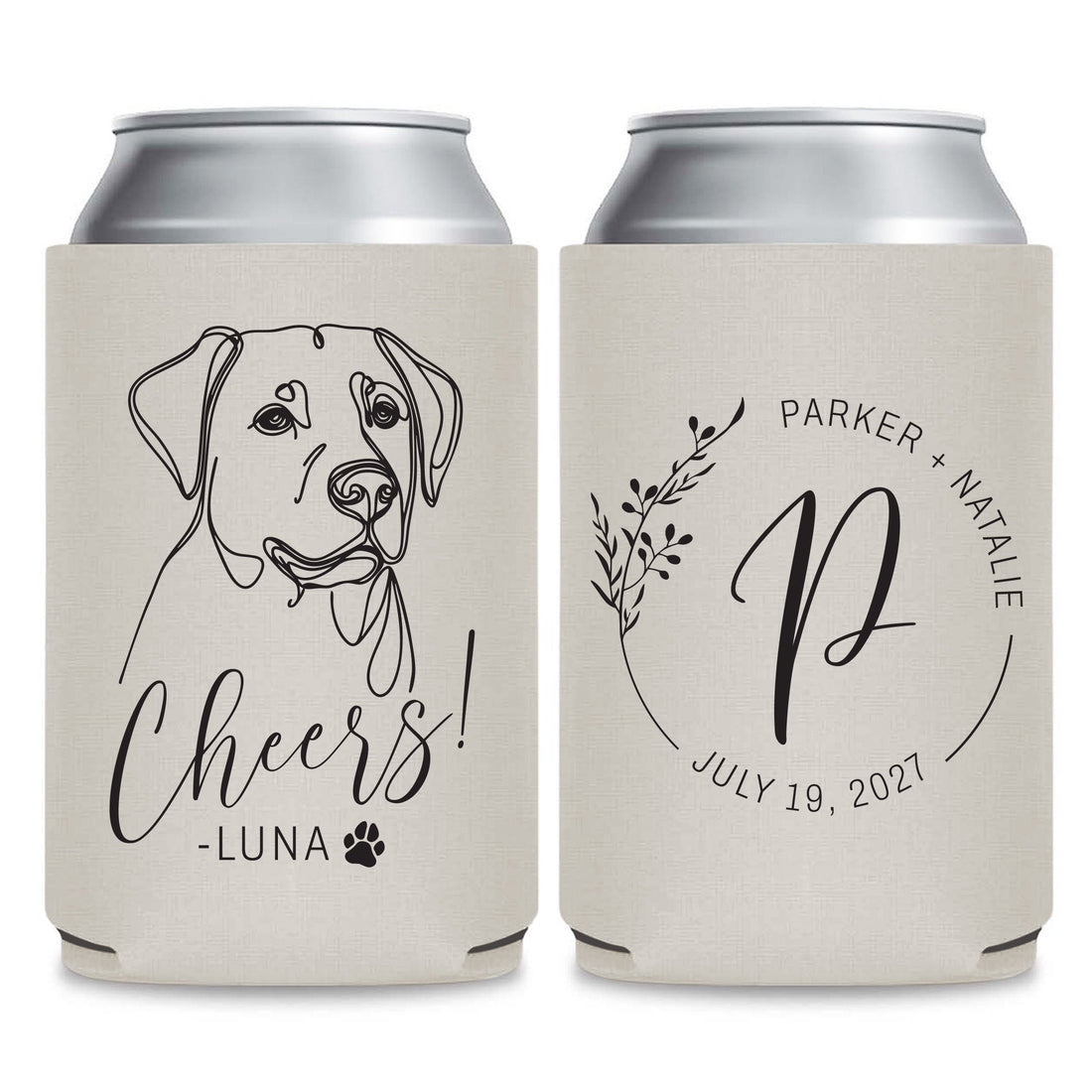 Pet Monogram Wedding Can Coolers