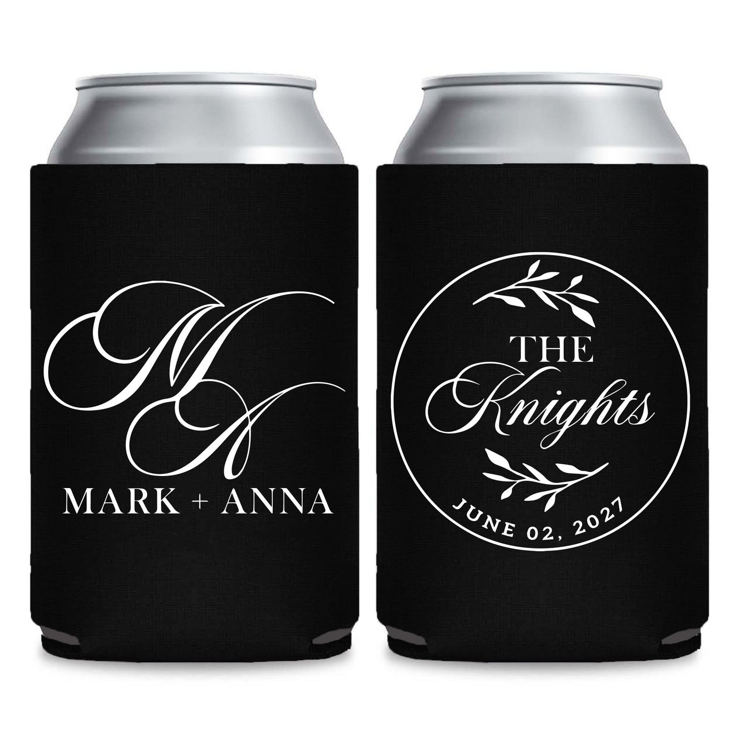 Monogram Can Coolers Favors