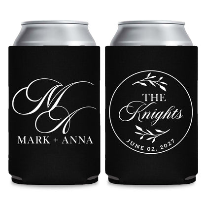 Monogram Can Coolers Favors