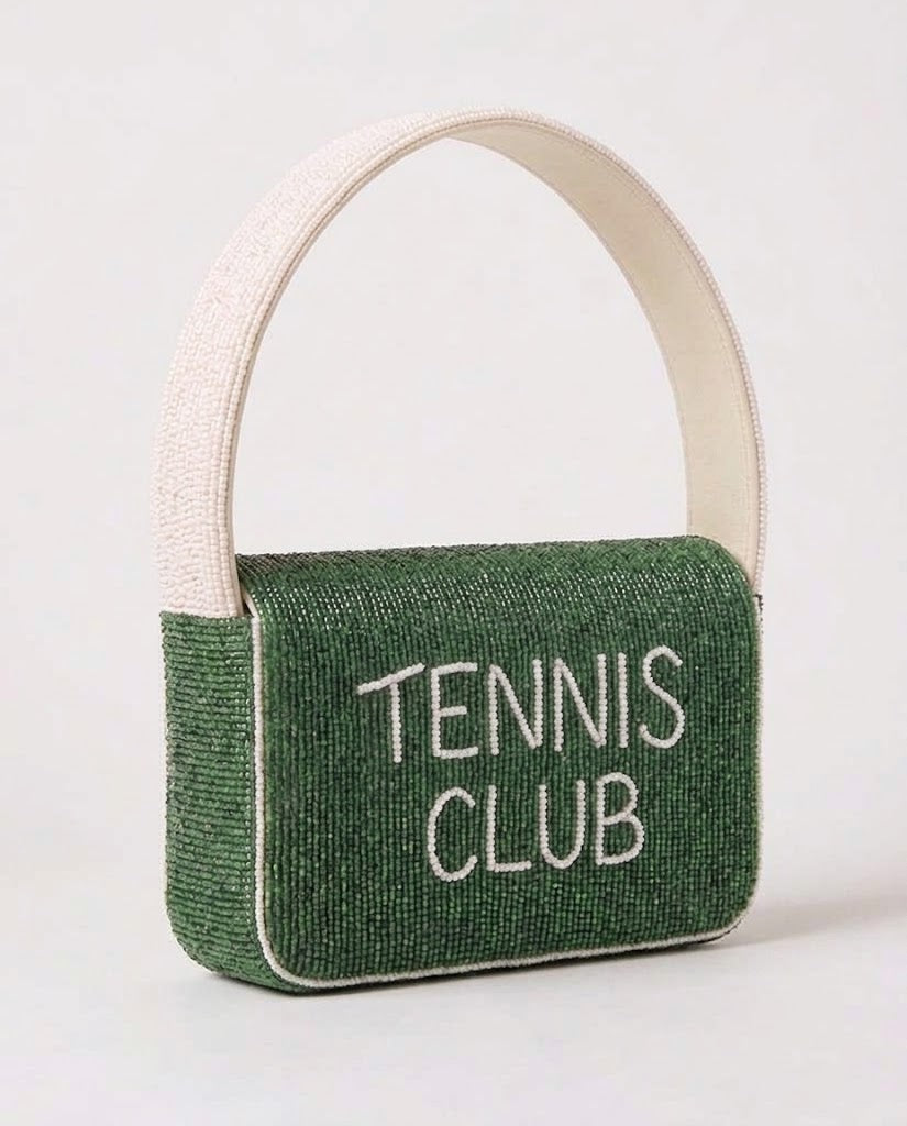 Green Tennis Court Beaded Handbag
