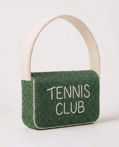 Green Tennis Court Beaded Handbag