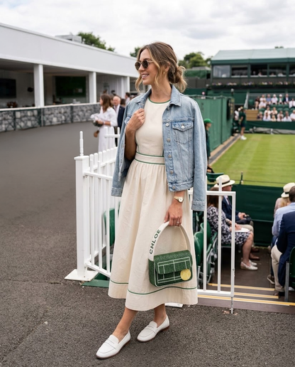 Green Tennis Court Beaded Handbag