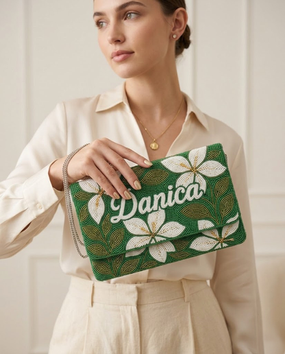 Custom Beaded Canvas Clutch for Bridesmaid