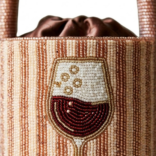 Personalized Blush Beaded Bucket Bag