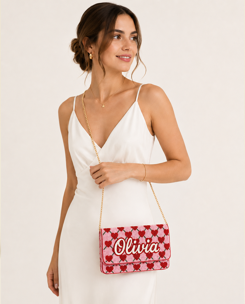 Custom Beaded Canvas Clutch for Bridesmaid