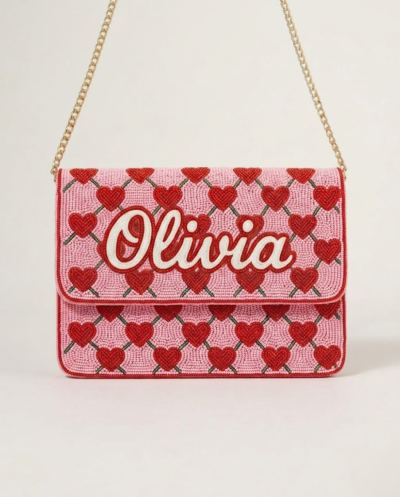 Custom Beaded Canvas Clutch for Bridesmaid