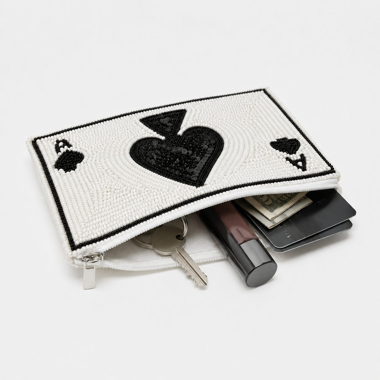 Ace of Spades Beaded Coin Purse