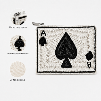 Ace of Spades Beaded Coin Purse