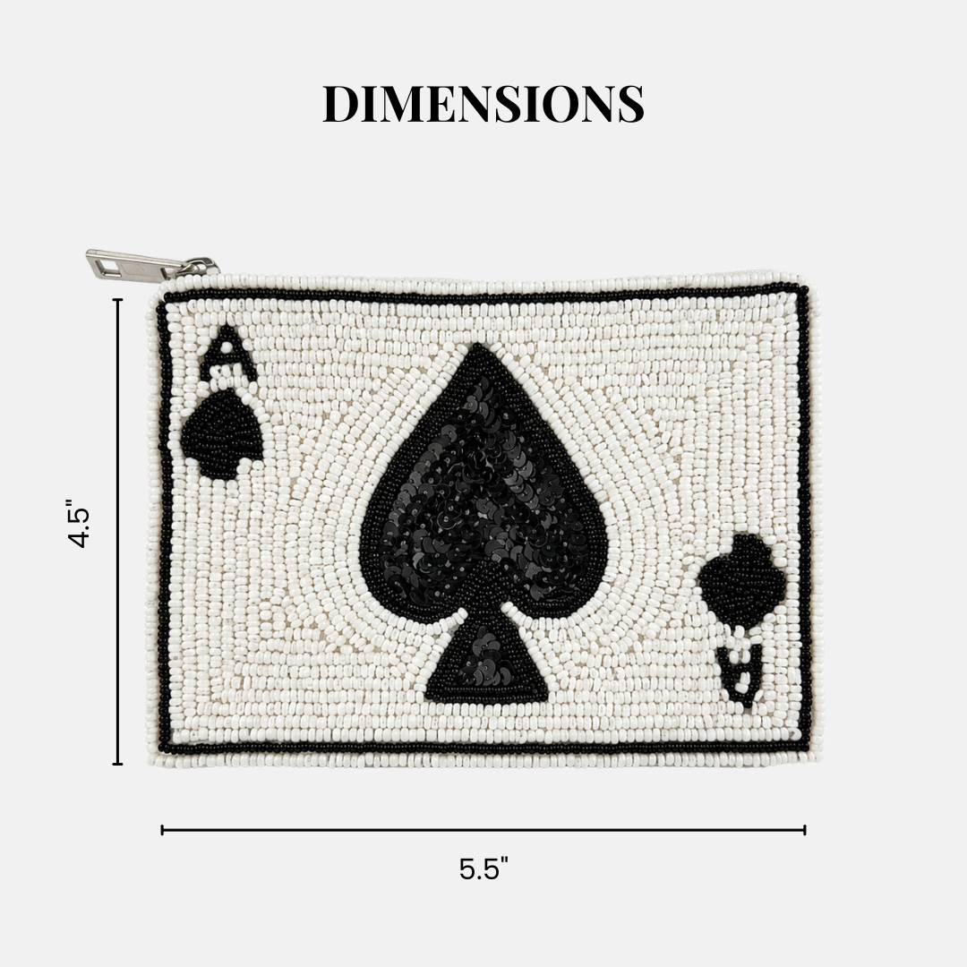 Ace of Spades Beaded Coin Purse