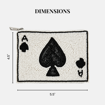 Ace of Spades Beaded Coin Purse