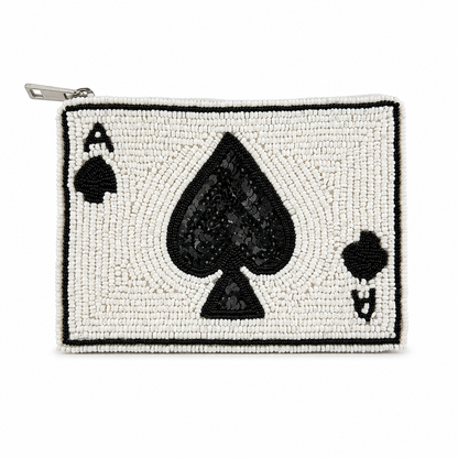 Ace of Spades Beaded Coin Purse