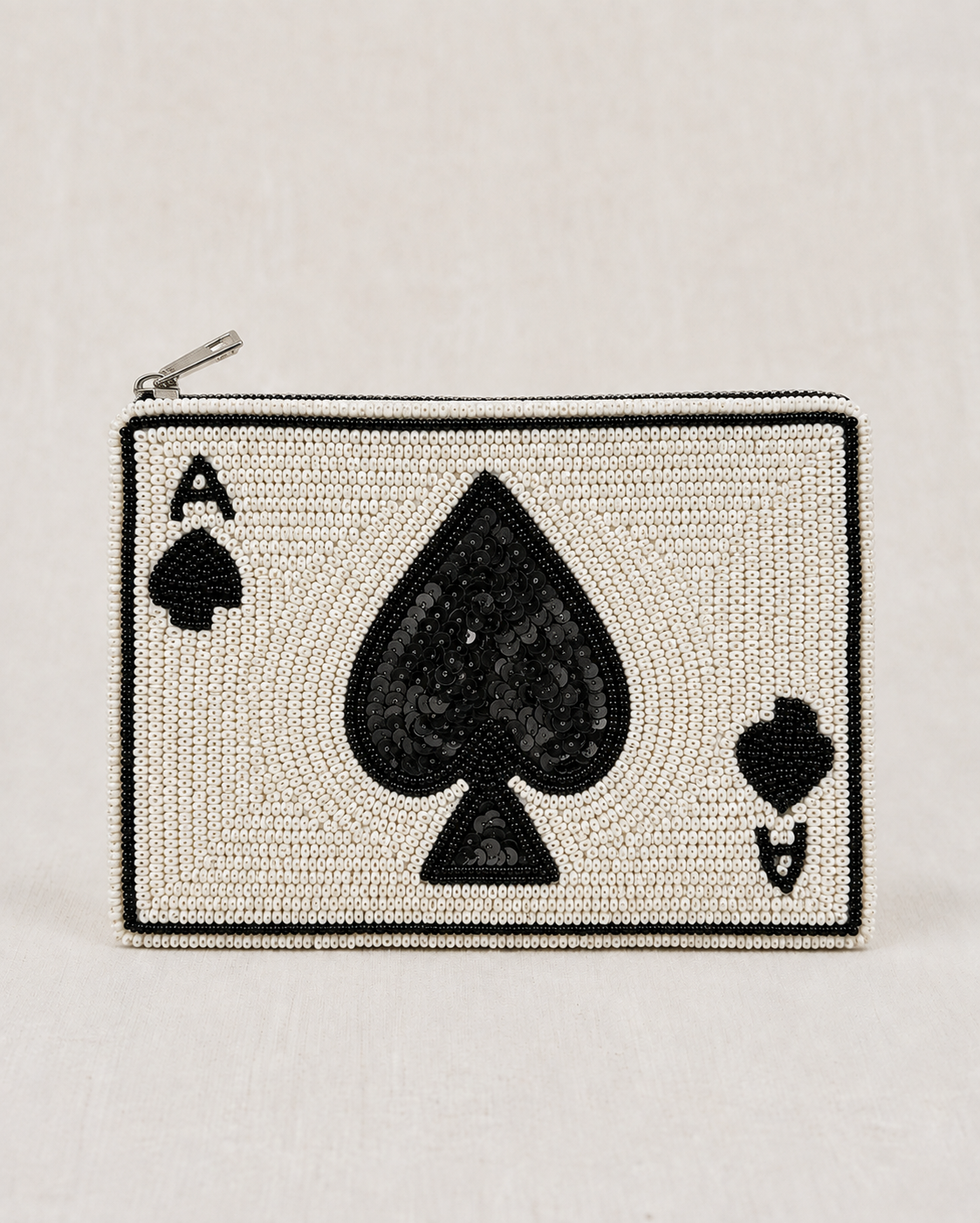 Ace of Spades Beaded Coin Purse