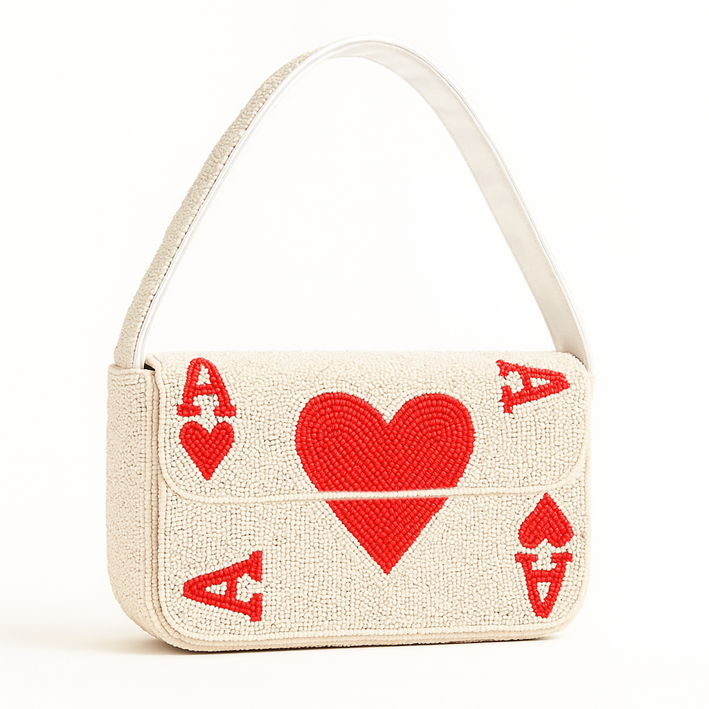 Ace of Hearts Beaded Handbag