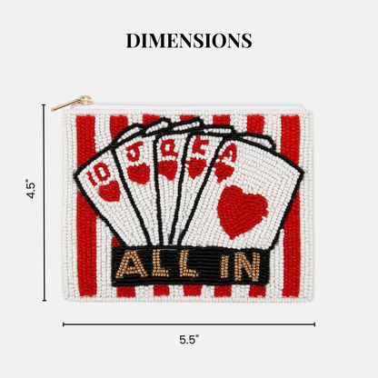 All In Playing Cards Beaded Coin Purse