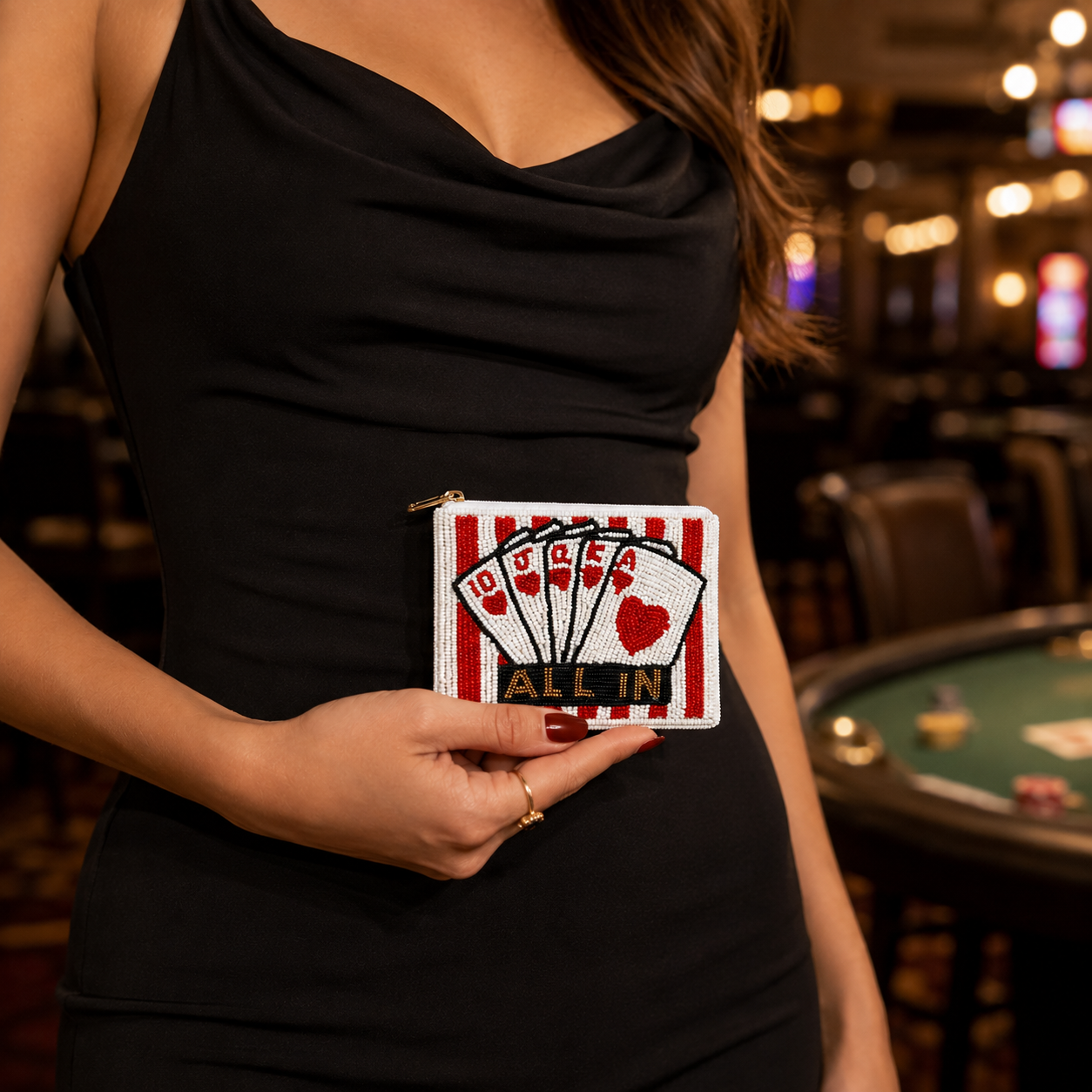 All In Playing Cards Beaded Coin Purse