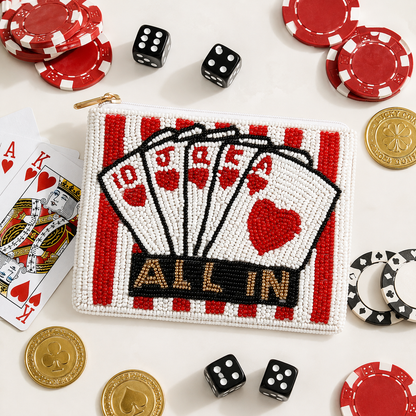 All In Playing Cards Beaded Coin Purse