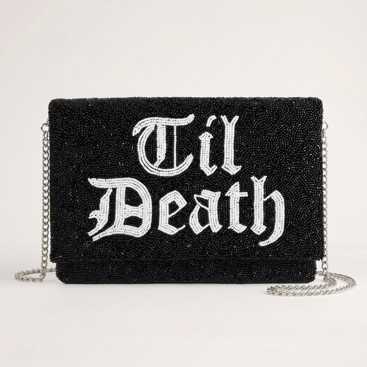Gothic Beaded Canvas Clutch