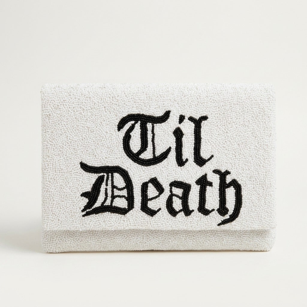 Gothic Beaded Canvas Clutch