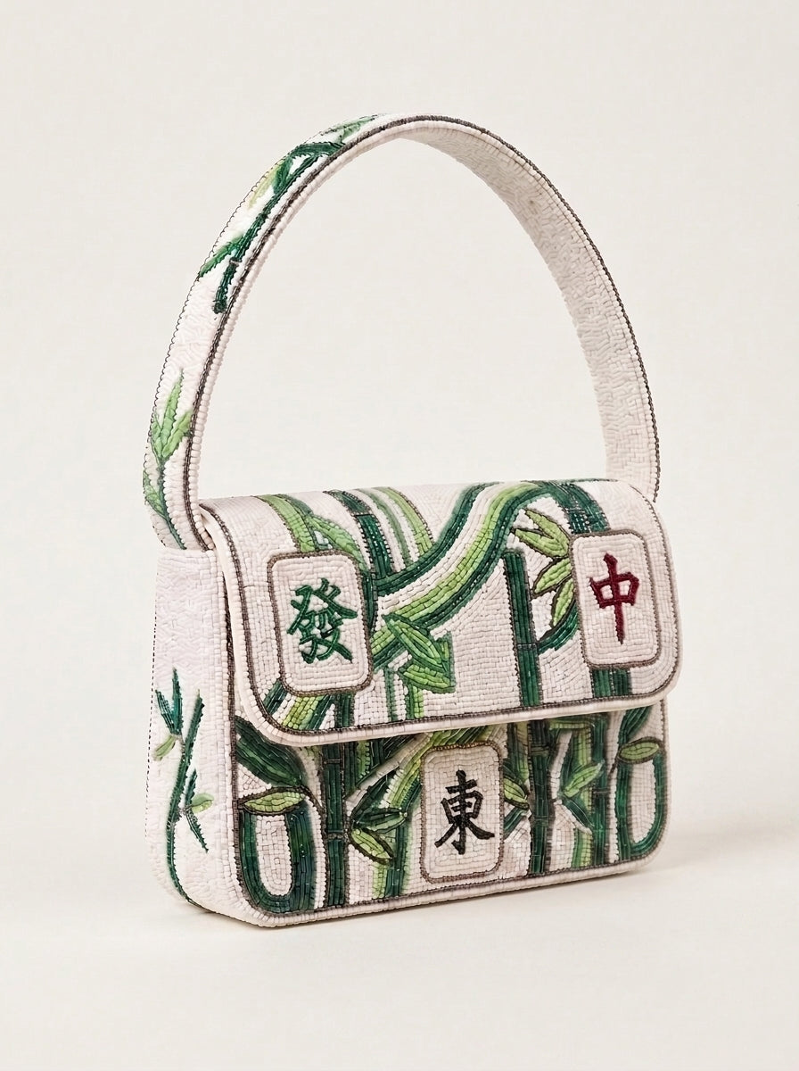 Bamboo Mahjong Beaded Shoulder Bag
