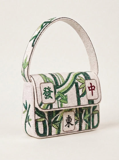 Bamboo Mahjong Beaded Shoulder Bag