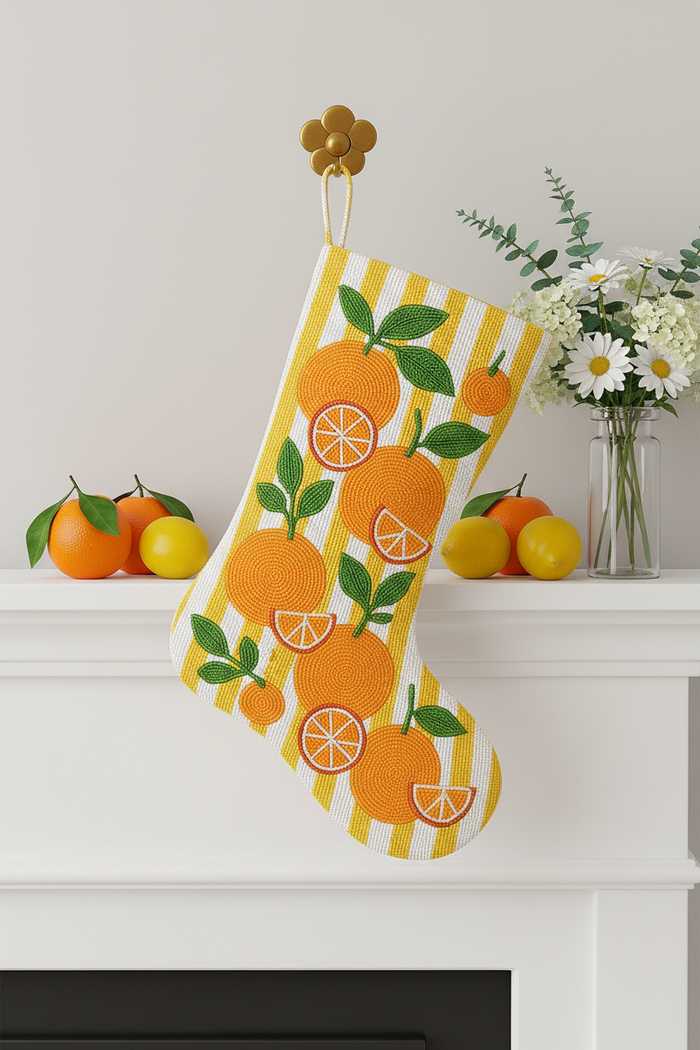 Beaded Orange Citrus Stocking