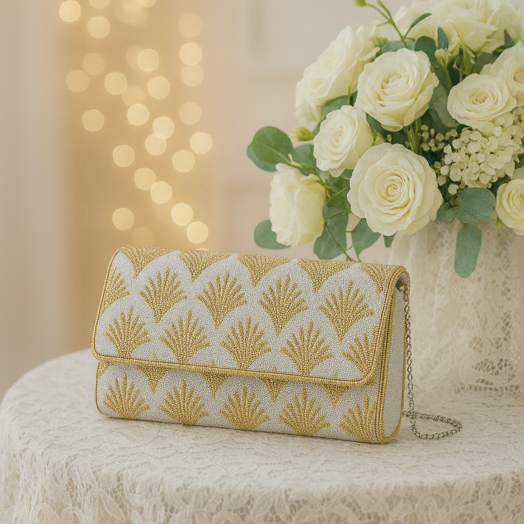 Bridesmaid Beaded Barrel Clutch