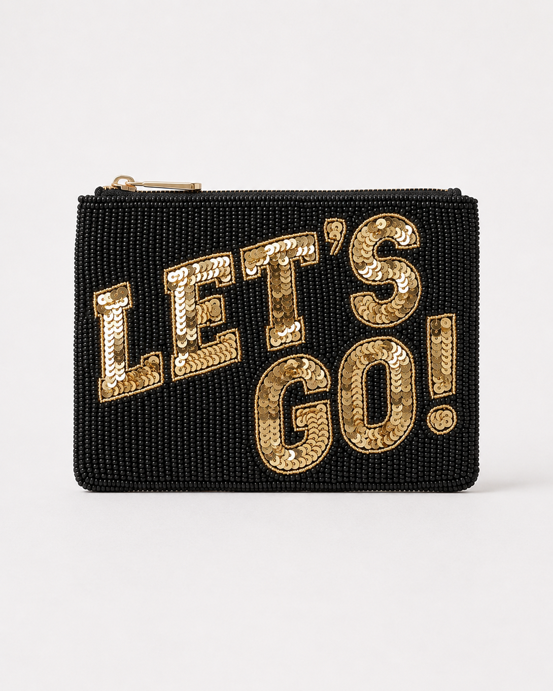 Black Gold Lets Go Beaded Coin Purse