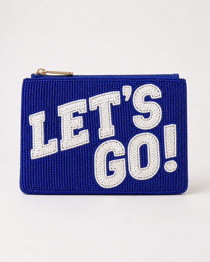 Blue Lets Go Beaded Coin Purse