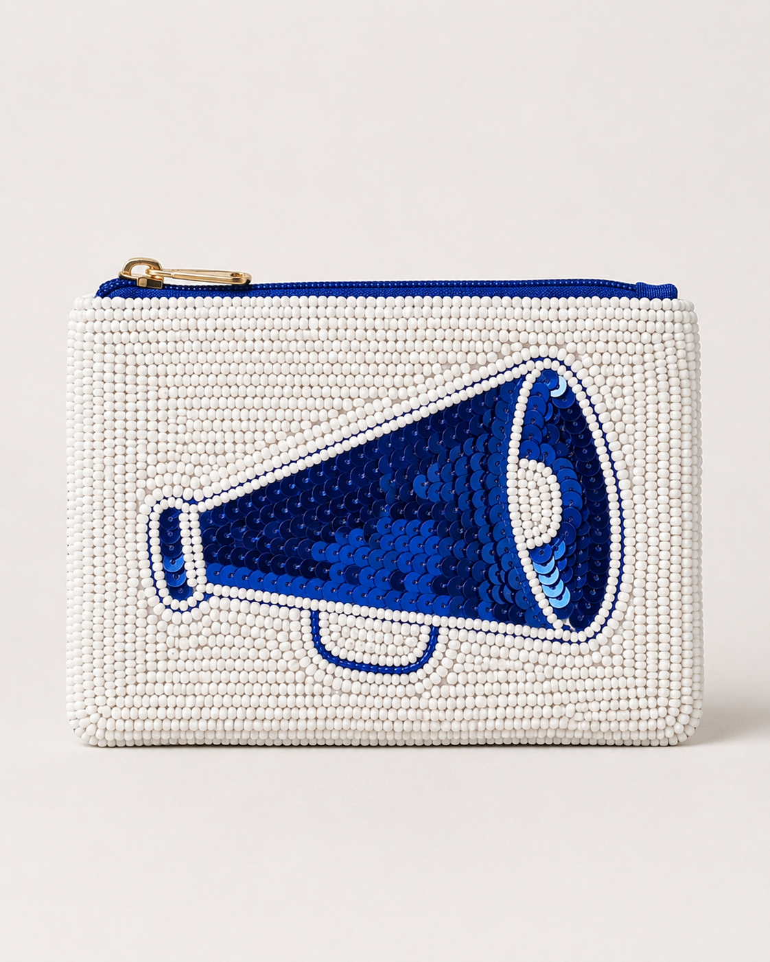 Blue Megaphone Beaded Coin Purse