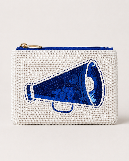 Blue Megaphone Beaded Coin Purse