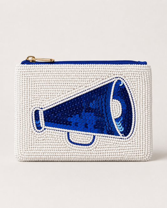 Blue Megaphone Beaded Coin Purse