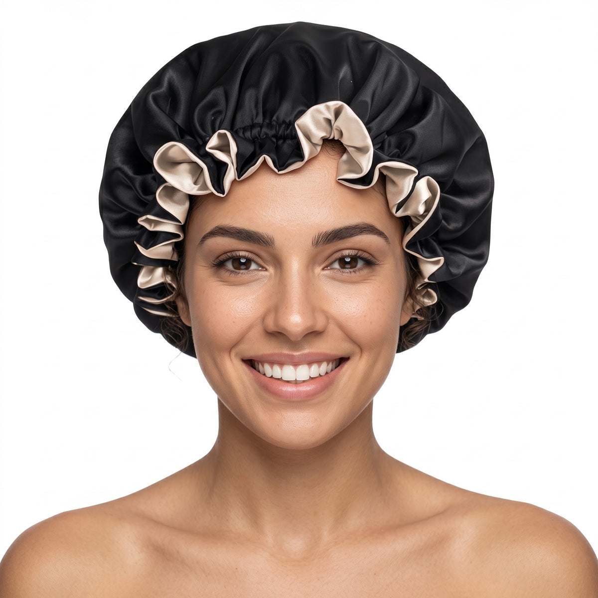 Black Satin Bonnet