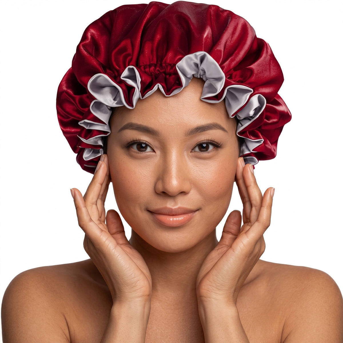 Burgundy Satin Bonnet