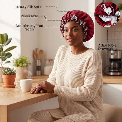 Burgundy Satin Bonnet
