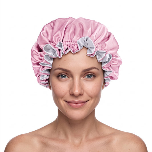 Pink & Silver Satin Bonnet