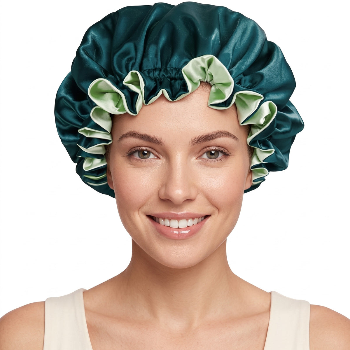Dark Green Satin Bonnet