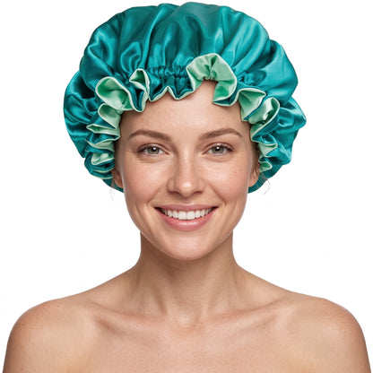 Teal Satin Bonnet