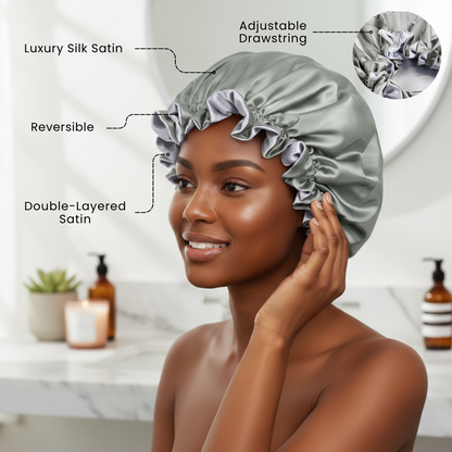 Charcoal Satin Bonnet