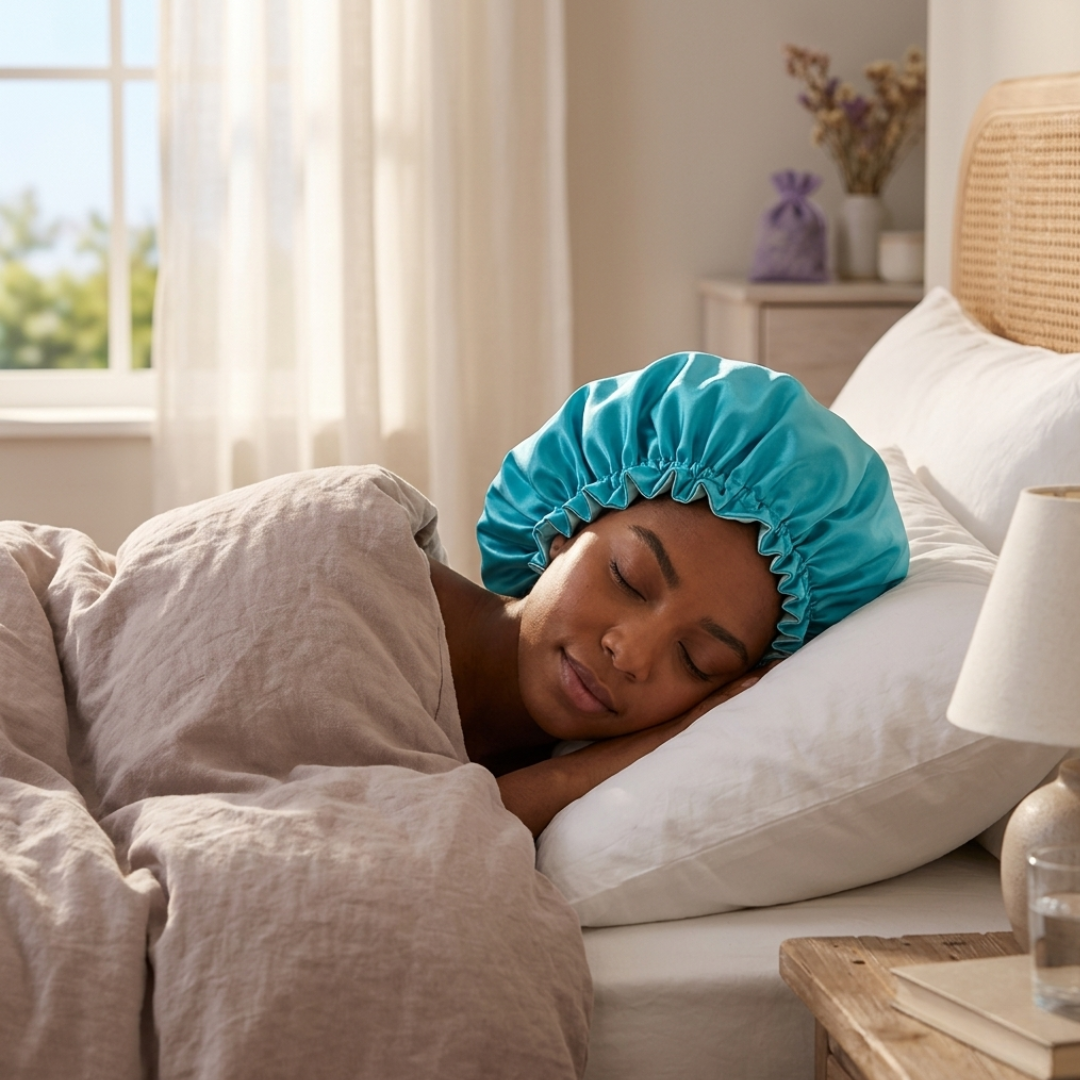 Scuba Blue Satin Bonnet