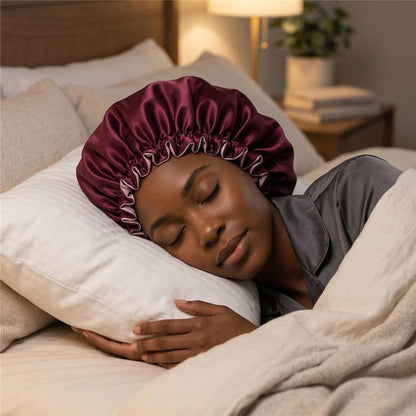 Wine and Mauve Satin Bonnet